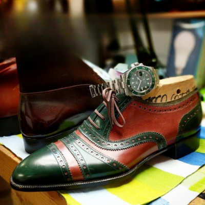 Handmade men black calf red leather oxford lace up dress shoes - Thumbnail 4