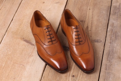 Handmade Brown Leather Wingtip Oxford Lace up Dress Shoes