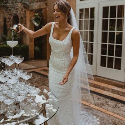 Luxury sheath beaded wedding dress bridal gown wedding gown