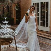 Luxury Sheath Beaded Wedding Dress Bridal Gown Wedding Gown - Thumbnail 1