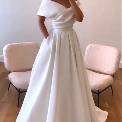 Elegant off the shoulder beach boho wedding dress bridal gown wedding gown