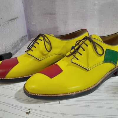 Handmade yellow customize dress lace up shoes - Thumbnail 1