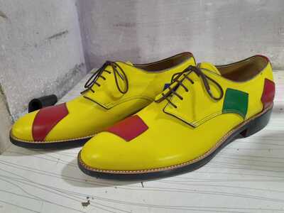 Handmade Yellow Customize Dress Lace Up Shoes