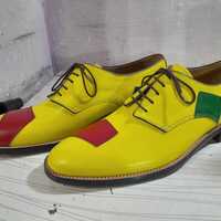 Handmade Yellow Customize Dress Lace Up Shoes - Thumbnail 1