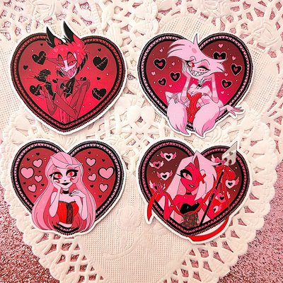 Mini valentine's hazbin hotel vinyl sticker set