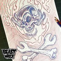 HOT ROD SKULL pencil art - Thumbnail 1