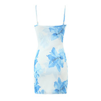 Retro Printed Mesh Suspender Dress Sexy Slim Fit Hot Girl Hip Mini Skirt - Thumbnail 4