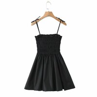 Small fresh bow tie puffy short skirt suspender dress - Thumbnail 2