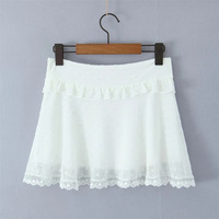 Thin flocked mesh polka dot slim fit skirt - Thumbnail 1