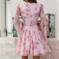 Fashion Flower Deep V-Neck Dress - Thumbnail 3