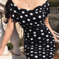 Sexy hot girl polka dot mesh flying sleeves short skirt - Thumbnail 1