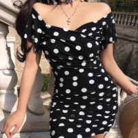 Sexy hot girl polka dot mesh flying sleeves short skirt - Thumbnail 2