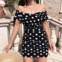 Sexy hot girl polka dot mesh flying sleeves short skirt - Thumbnail 3