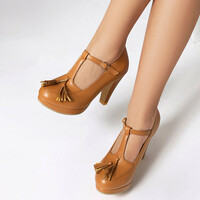 T-strap Mary Jane high-heels With Tassel - Thumbnail 7
