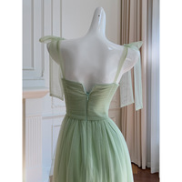 Mint Mesh Party Dress With Cherry Decor - Thumbnail 2