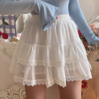 White cake skirt A-line elastic waist anti-exposure skirt - Thumbnail 5