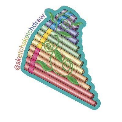 “pan”flute glitter sticker