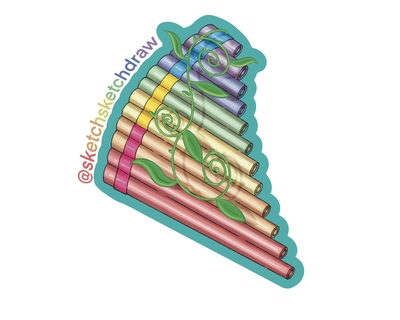 “Pan”Flute Glitter Sticker