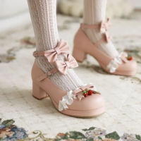 Japanese Style Sweet Bow Lace Kawaii Shoes - Thumbnail 5