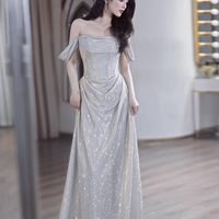 Beautiful A-Line Off the Shoulder Glitter Prom Party Dress - Thumbnail 1