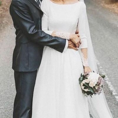 Elegant a line lace long sleeve beach boho wedding dress bridal gown wedding gown