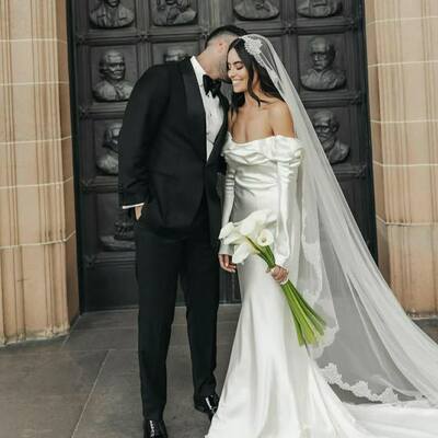 Elegant sheath long sleeve off the shoulder beach boho wedding dress bridal gown wedding gown