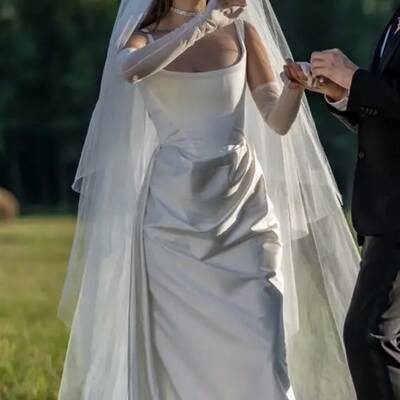 Elegant sheath scoop beach boho wedding dress bridal gown wedding gown