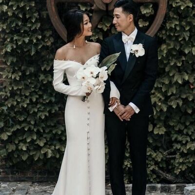 Elegant sheath off the shoulder beach boho wedding dress bridal gown wedding gown