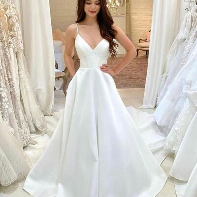 Elegant a line beach boho wedding dress bridal gown wedding gown