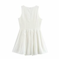 Simple casual vacation lining V-neck lace-up sleeveless dress - Thumbnail 2