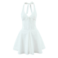 Sexy Deep V Low Cut Strap Halter Neck Holiday Casual Dress - Thumbnail 1