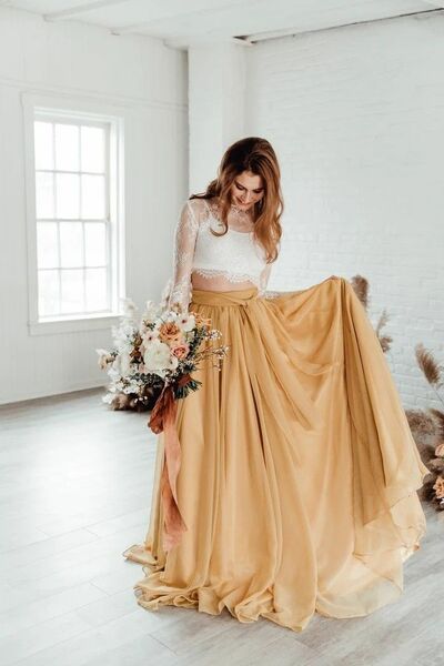 Elegant Two Pieces Lace Beach Boho Wedding Dress Bridal Gown Wedding Gown