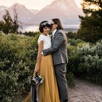 Simple Two Pieces Lace Beach Boho Wedding Dress Bridal Gown Wedding Gown - Thumbnail 1