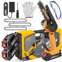 6-Inch Cordless Mini Chainsaw | Lightweight Handheld Electric Tree Cutter | Security Lock & Splash Guard | Rechargeable Battery - Thumbnail 4