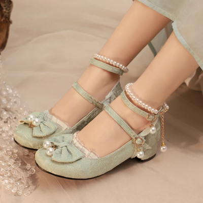 Elegant pearl-adorned high heels for women