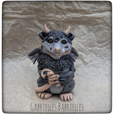 Opossum dragon sculpture polymer clay figurine 