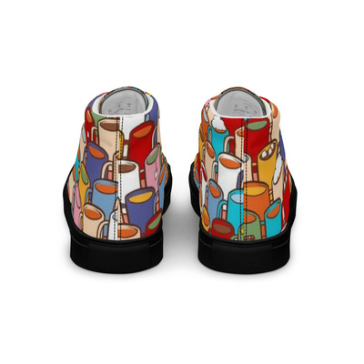 Coffee Cups Black Womens high top canvas shoes