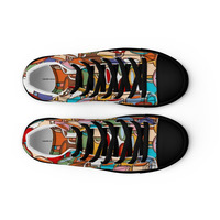 Coffee Cups Black Womens high top canvas shoes - Thumbnail 5