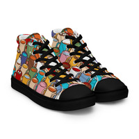 Coffee Cups Black Womens high top canvas shoes - Thumbnail 8