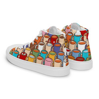 Coffee Cups Womens high top canvas shoes - Thumbnail 2