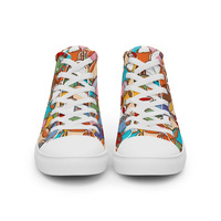 Coffee Cups Womens high top canvas shoes - Thumbnail 4