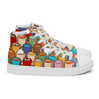 Coffee Cups Womens high top canvas shoes - Thumbnail 6
