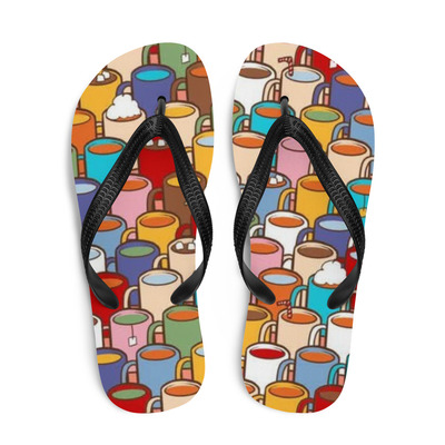 Coffee Cups Frabic Flip-Flops