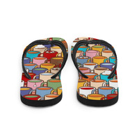 Coffee Cups Frabic Flip-Flops - Thumbnail 2