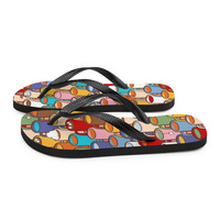 Coffee Cups Frabic Flip-Flops - Thumbnail 4