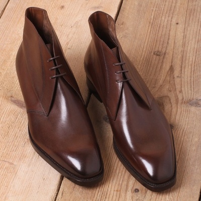 Handmade brown leather chukka lace up boot