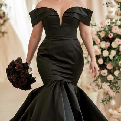 Plus size mermaid black wedding dress bridal gown wedding gown