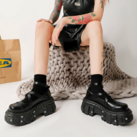 Gothic Punk Black Rivet Buckle Strap Platform Shoes - Thumbnail 5