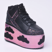 Punk Style Lace-Up High Heel Wedge Shoes - Thumbnail 3