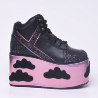 Punk Style Lace-Up High Heel Wedge Shoes - Thumbnail 4